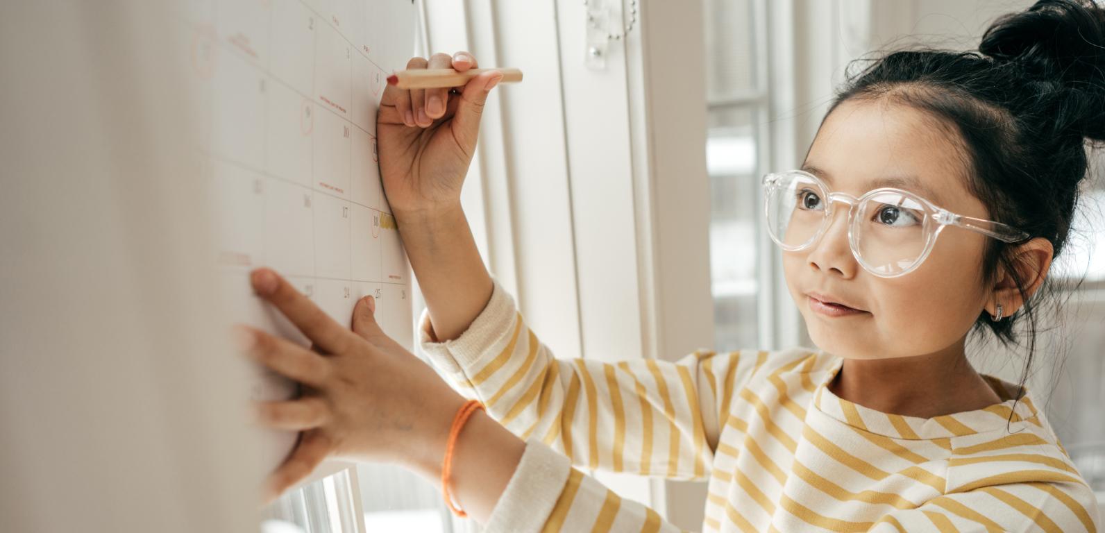 Happy student in a classroom